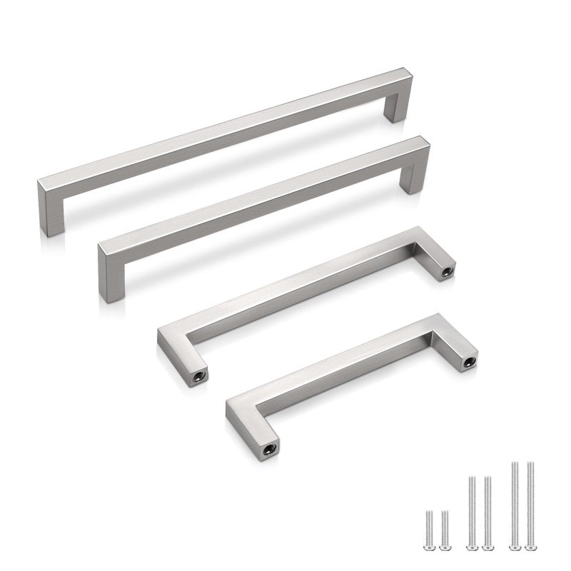 GOBEKOR 30 Pack Solid Cabinet Pulls 5in(128mm) Hole Center Brushed Nickel Kitchen Drawer Pulls, Square Bar Cupboard Handles Kitchen Cabinet Hardware - Image 1